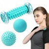 TWBEST Balle de Massage,Rouleau de Massage,Rouleau Massage Pied & 2 Reflexologie Balle pour Fasciite Plantaire, Colonne Cervi