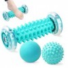 TWBEST Balle de Massage,Rouleau de Massage,Rouleau Massage Pied & 2 Reflexologie Balle pour Fasciite Plantaire, Colonne Cervi