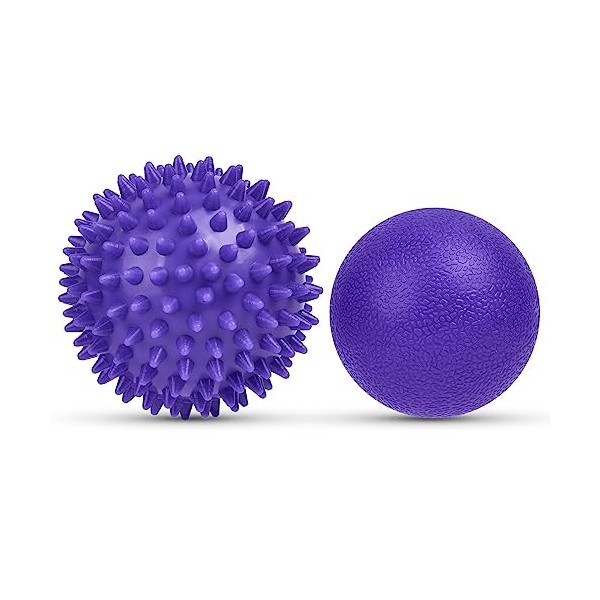 URAQT Balle de Massage Set, 2PCS balles de massage à picots, Massage de Trigger Point, Boule Myofasicale, Boule dexercice po