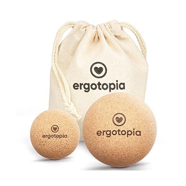 Ergotopia Balle de Massage - Boule dAutomassage en Liège Écologique, Antibactérien & Durable - Boule de Massage Visage, Dos 