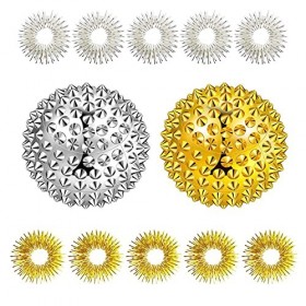 Balles de Massage, Bague de Massage Des Doigts, 10 Pièces Bague Accupressure Et 2 balles 32mm dacupression Magnétiques, Idéa