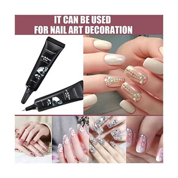 Colle Nail Art, Nail Art Strass Colle Gel Pour DIY, Gel Super Adhésif Pour Ongles Gemmes, Nail Art Gel Colle Pour Strass Pier