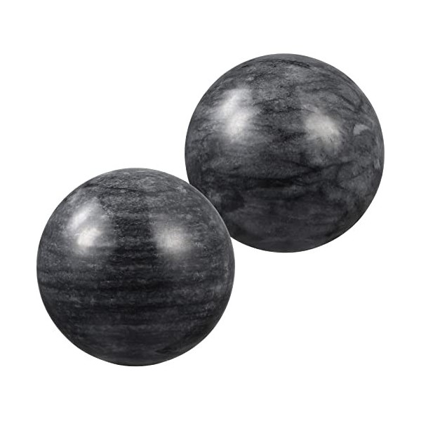 Healifty Lot de 2 balles de massage pour la main - En jade - Pour lacupuncture chinois - Noir