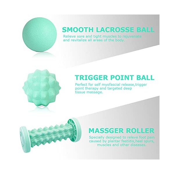 Balle de Massage Lot de 6,Rouleau de Massage,Balle de Lacrosse,Boule de massage,Rouleau Massage Pied & Reflexologie Balle pou