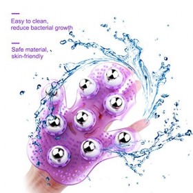 Gant de massage pour le corps - Forme de la paume - En métal - Avec bille - Violet