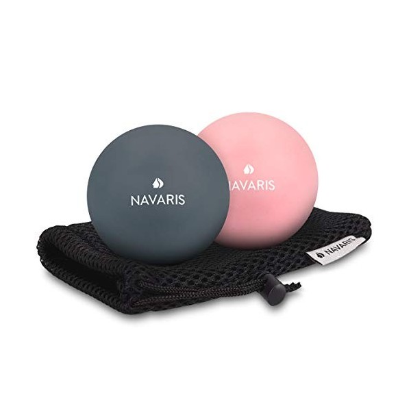 Navaris 2x balle de massage - Boule Lacrosse auto-massage muscle pieds dos épaules - Pour crossfit pilates yoga fitness réédu