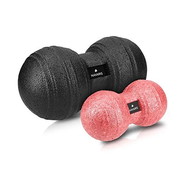 Navaris Double balle de massage - Boules auto-massage point trigger en forme de cacahuète pour relaxation des muscles - Balle