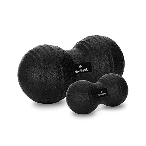 Navaris Double balle de massage - Boules auto-massage point trigger en forme de cacahuète pour relaxation des muscles - Balle