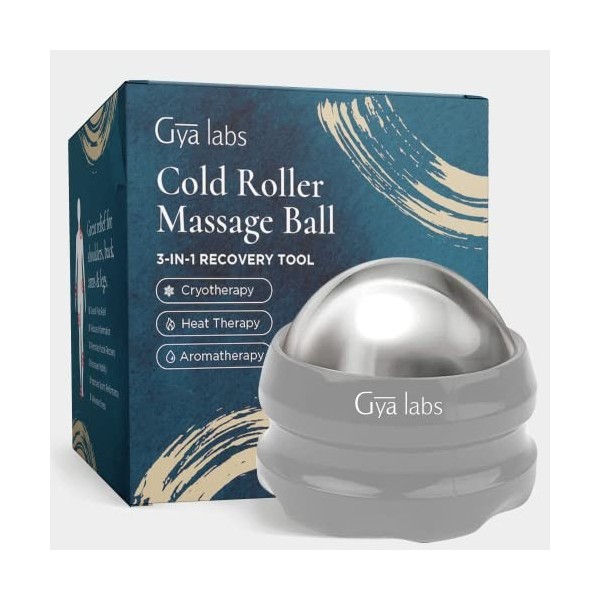 Gya Labs Cold Roller Massage Ball - Outil de récupération 3 en 1 pour la cryothérapie, la thermothérapie et laromathérapie