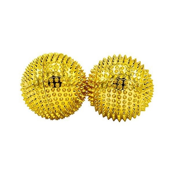 2 Boules magnétiques daccupression - Or, moyen, Diamètre 47 mm - 414 aiguilles daccupression