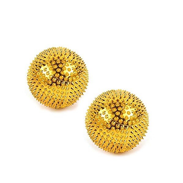 Lot de 2 boules de massage aimantées, pour acupuncture, argenté, diamètre : environ 32 mm