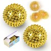 Lot de 2 balles magnétiques Acupressure et 3 anneaux de massage pour les doigts hérisson - Diamètre : 32 mm - Pour soulager l