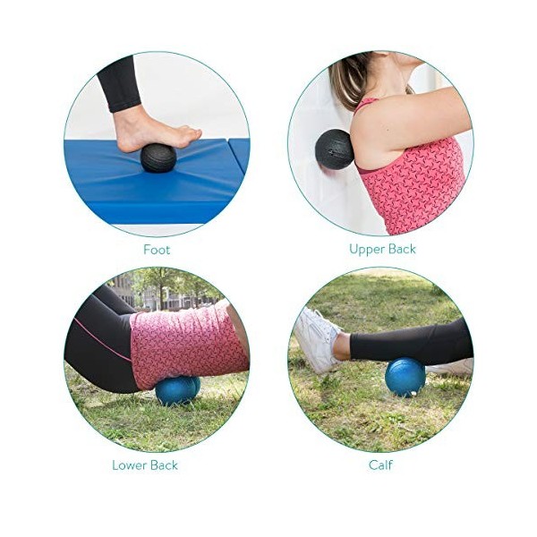 Navaris Boule massage - Set balle de massage avec 1x balle duo peanut et 1x boule fascia - Accessoire sport fitness yoga pila