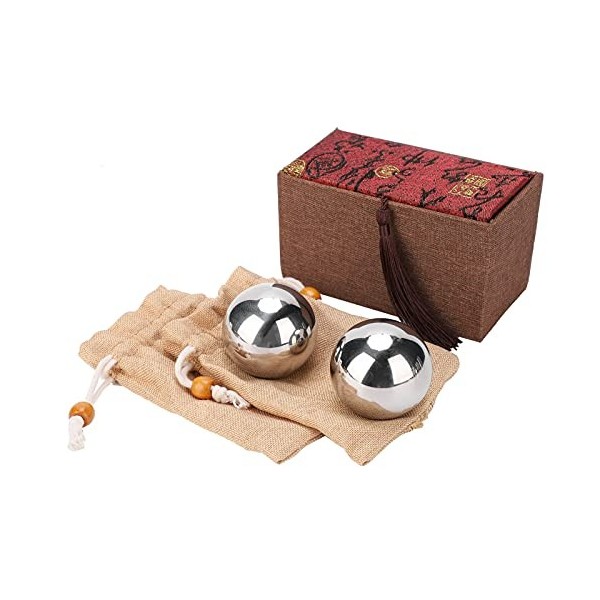 2 Pièces Boules de Santé Chinoises, 50 Mm de Diamètre 304 Boules de Baoding en Acier Inoxydable Boules Dexercice de Santé de