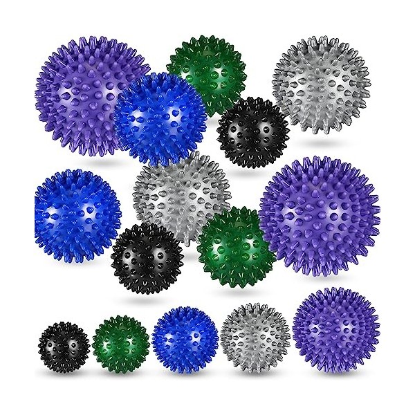 15 Pcs Boules de Massage Balles de Hérisson Boules à Picots Balles dAuto-Massage Balles dAcupression pour Soulagement du St