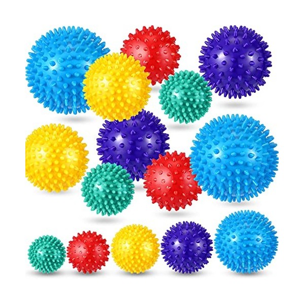 15 Pcs Boules de Massage Balles de Hérisson Boules à Picots Balles dAuto-Massage Balles dAcupression pour Soulagement du St