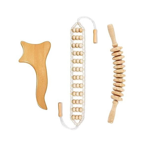 WOOLUCK Appareil de Massage Roller Manuel, Rouleau de Massage en Bois, Pour Le Cou, Les Jambes, Le Dos Et Le Corps Soulagemen