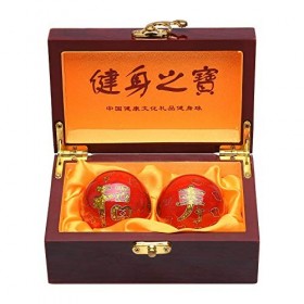 STCREE Boules chinoises Baoding de 5 cm pour la thérapie des mains, le bonheur et la longévité - Boules rouges avec boîte cad