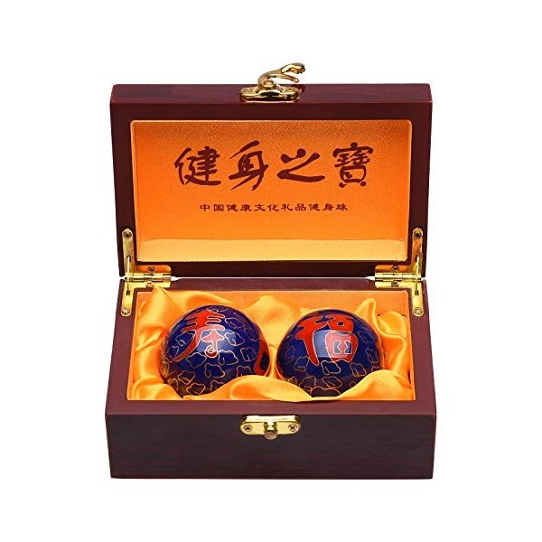 STCREE Boules chinoises Baoding de 5 cm pour la thérapie des mains, le bonheur et la longévité - Boules rouges avec boîte cad