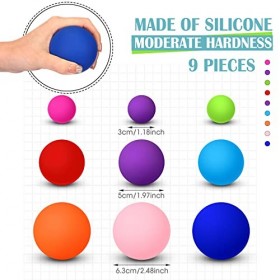 Harrycle 9 Pièces Set de Balles de Massage Musculaire Balles de Massage Facial Boule de Yoga en Silicone Balle de Massage Rel