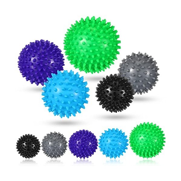 Set de 10 Boules de Massage Balles de Massage à Pointes Boules de Hérisson Balles dAcupression Boules de Fascia pour Corps P