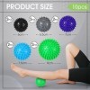 Set de 10 Boules de Massage Balles de Massage à Pointes Boules de Hérisson Balles dAcupression Boules de Fascia pour Corps P