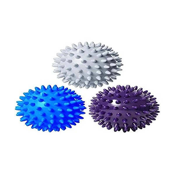 Lot de 3 boules de massage avec bosses Ø 8 cm pour fasciite plantaire pour soulager les douleurs au dos, douleurs aux épaules