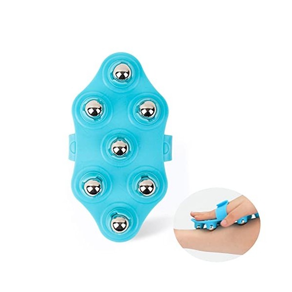 Gant de massage avec boules – Rouleau de massage pour le corps, 7 rouleaux de massage à 360 degrés