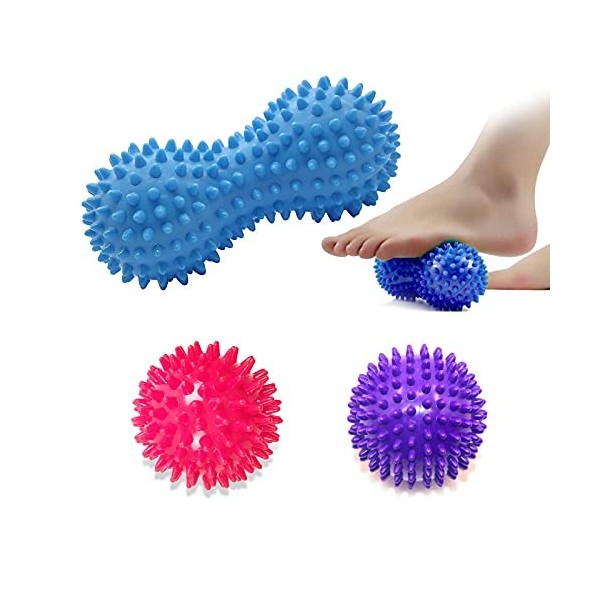 Xhuidz Boule de Massage Boule Hérisson,Balle de hérisson de sport,Balle de Massage Fasciite Plantaire,Boules de massage de re