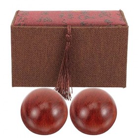 Lurrose Boules De Baoding De Santé Chinoise En Bois 2 PC Boules De Massage De Poche Boules De Bois Lisses Boules De Massage E