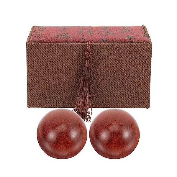 Lurrose Boules De Baoding De Santé Chinoise En Bois 2 PC Boules De Massage De Poche Boules De Bois Lisses Boules De Massage E