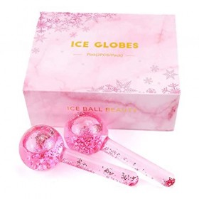 Hugyue Rouleau Facial, 2Pcs Masseurs de Peau Globes de Glace pour Visage Refroidissement Massage Facial Boule de Cristal pour