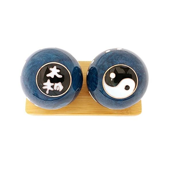 Top Chi Boules de Baoding Tai Chi avec support en bambou petit 3,6 cm 