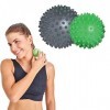 Schildkröt Fitness, lot de 2 boules de massage Spiky à picots, diamètre 7 et 9cm, vert-anthracite