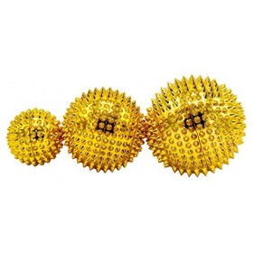 Lot de 3 boules magnétiques pour massage - Environ Ø 32 mm, Ø 45 mm, 55 mm doré | 32 mm, Ø 45 mm, Ø 55 mm 
