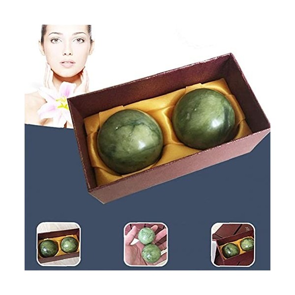 Settoo Lot de 2 boules de Baoding, Green Emerald Boules de santé chinoises, massage des douleurs à la main, soulagement des é