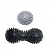 Lot de 2 balles de massage, hérisson, boules anti-open, pour massage musculaire noir + gris 