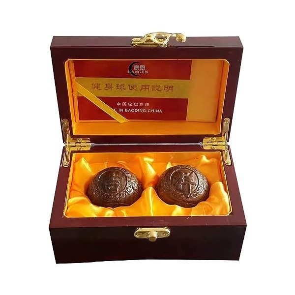 SciAza balle de massage boule chinoise Renforcement de lexercice Handheld Chinese Massage Meditation Hand-Sculpted Walnut Re