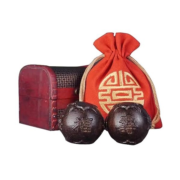 SciAza balle de massage boule chinoise 2 pièces boules de Baoding forme de noyer exercice chinois balles anti-stress main aut