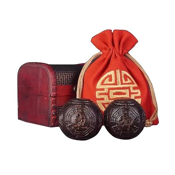 SciAza balle de massage boule chinoise 2 pièces boules de Baoding forme de noyer exercice chinois balles anti-stress main aut