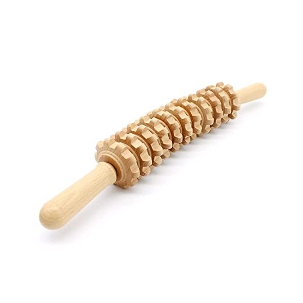 Masseur Anti-cellulite En Bois, Rouleau Masseur Courbé Pour Tout Le Corps Favorise La Circulation, 11 Roues Détachables, Soul