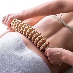 Masseur Anti-cellulite En Bois, Rouleau Masseur Courbé Pour Tout Le Corps Favorise La Circulation, 11 Roues Détachables, Soul