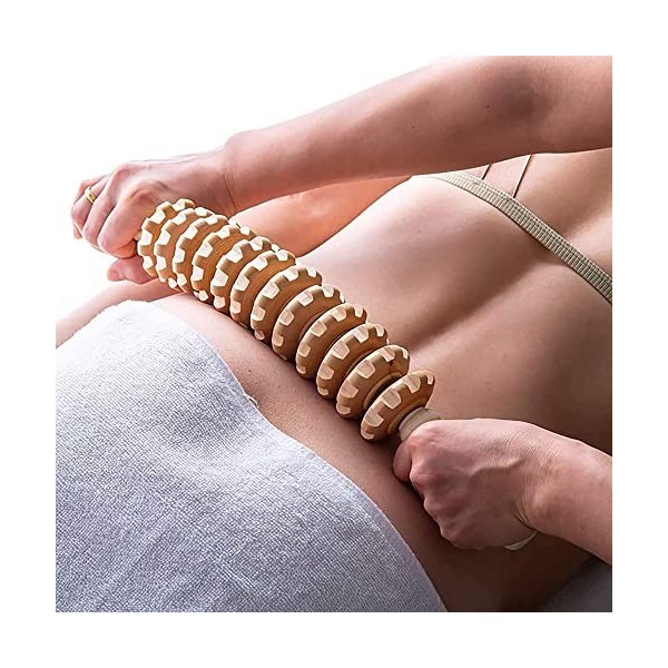 Masseur Anti-cellulite En Bois, Rouleau Masseur Courbé Pour Tout Le Corps Favorise La Circulation, 11 Roues Détachables, Soul