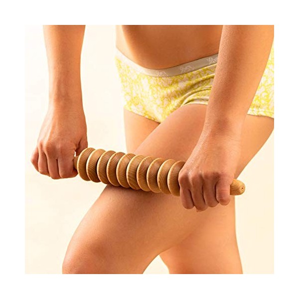 Tuuli Accessories Anti Cellulite Masseur Rouleau de Massage Appareil de Disque Maderothérapie Bois 40 cm