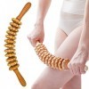 Rouleau de Massage en Bois, Masseur anti-cellulite, Rouleau Massage Dos, Drainage Lymphatique, Roues Amovibles, Soulagement d