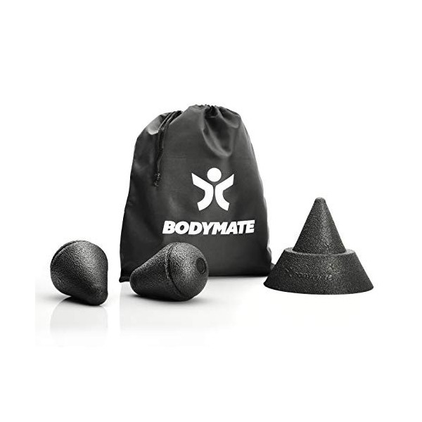 BODYMATE Kit de massage spécial trigger points - 3 cônes différents + 1 base pour soulager les douleurs - travail au sol ou c