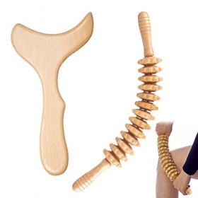 Set de 2 pièces Maderothérapie - Rouleau Courbé de Massage Cellulite + Table de Dentité - Maderothérapie corporelle - Drainag