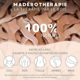 6 en 1 Kit Complet de Madérothérapie - Massage Anti Cellulite - Drainage Lymphatique - Sculpte le corps - Draine les graisses