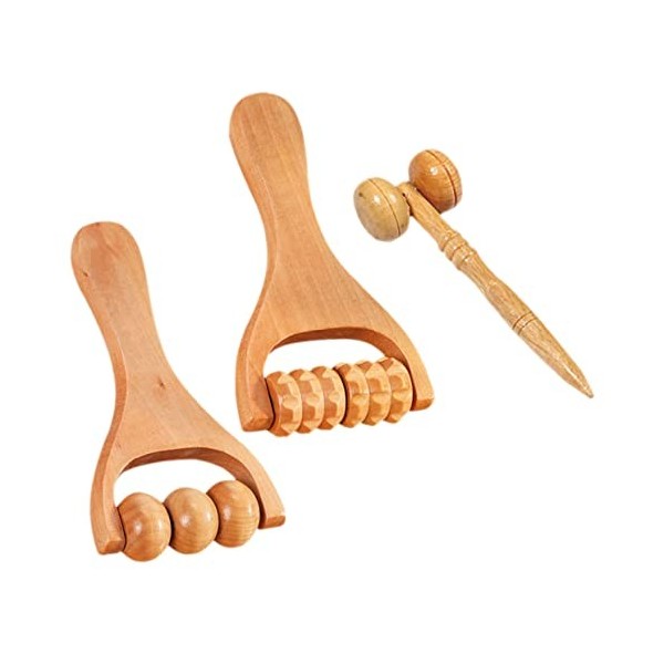 Healifty 3 Pièces Massage Rouleau À Main Outils En Bois Masseur DÉpaule Cou Masseurs Pour Rouleau De Cou Masseur Masseur De 