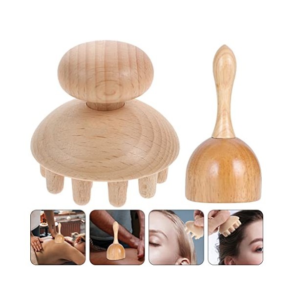 EXCEART 1 Ensemble de Tasse de Massage Suédois en Bois Coupe de Champignons en Bois Manuelle Manuelle Anti- Cellulite Massage